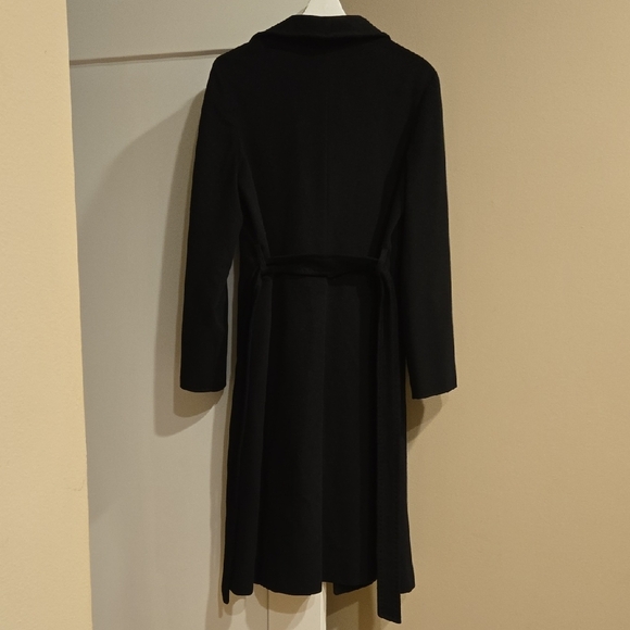 CINZIA ROCCA Icons Black Single Breasted Wrap Coat 100% Cashmere US 4 - Picture 7 of 9